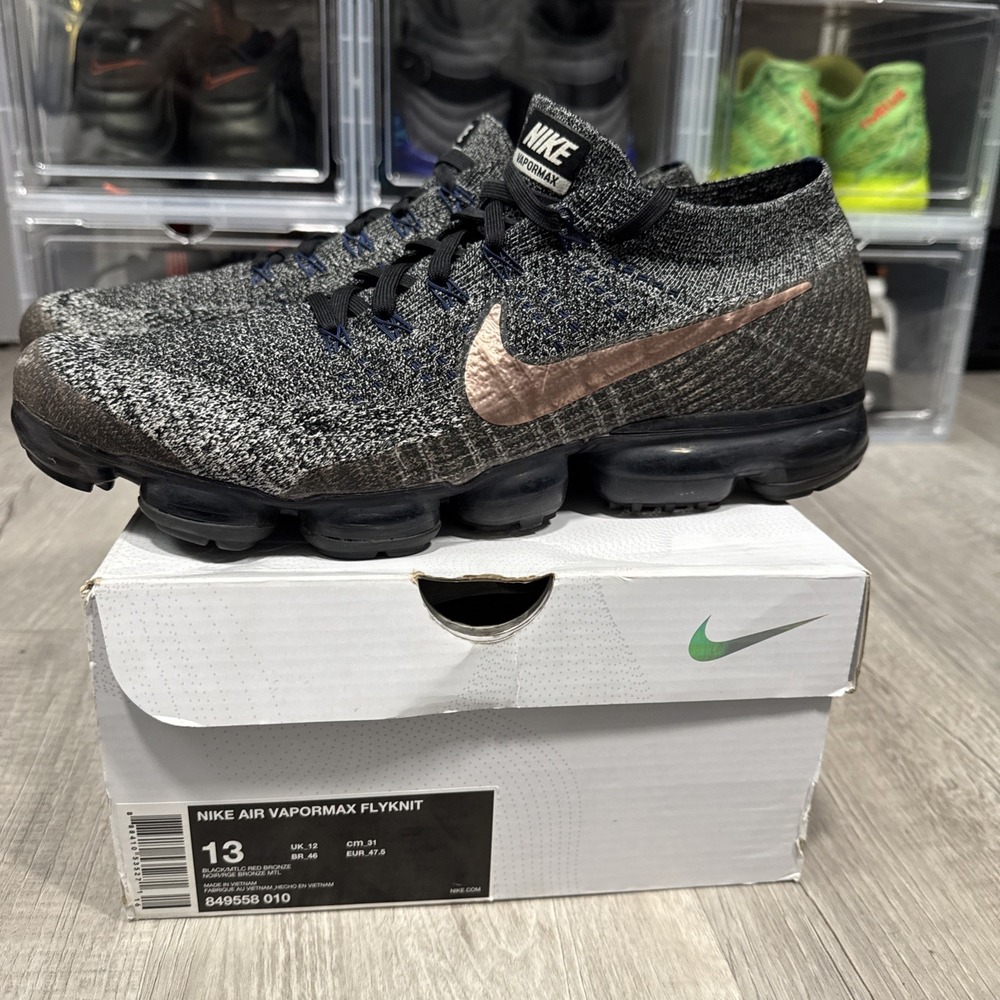 Nike Air VaporMax Flyknit Sneakers 2017 Black Bronze Mens Size 13 849558-010